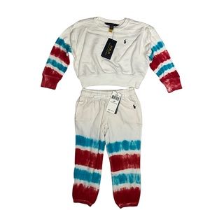 Polo Ralph Lauren Girls Tie Dye French Terry Sweatshirt and Sweatpants Size 3T